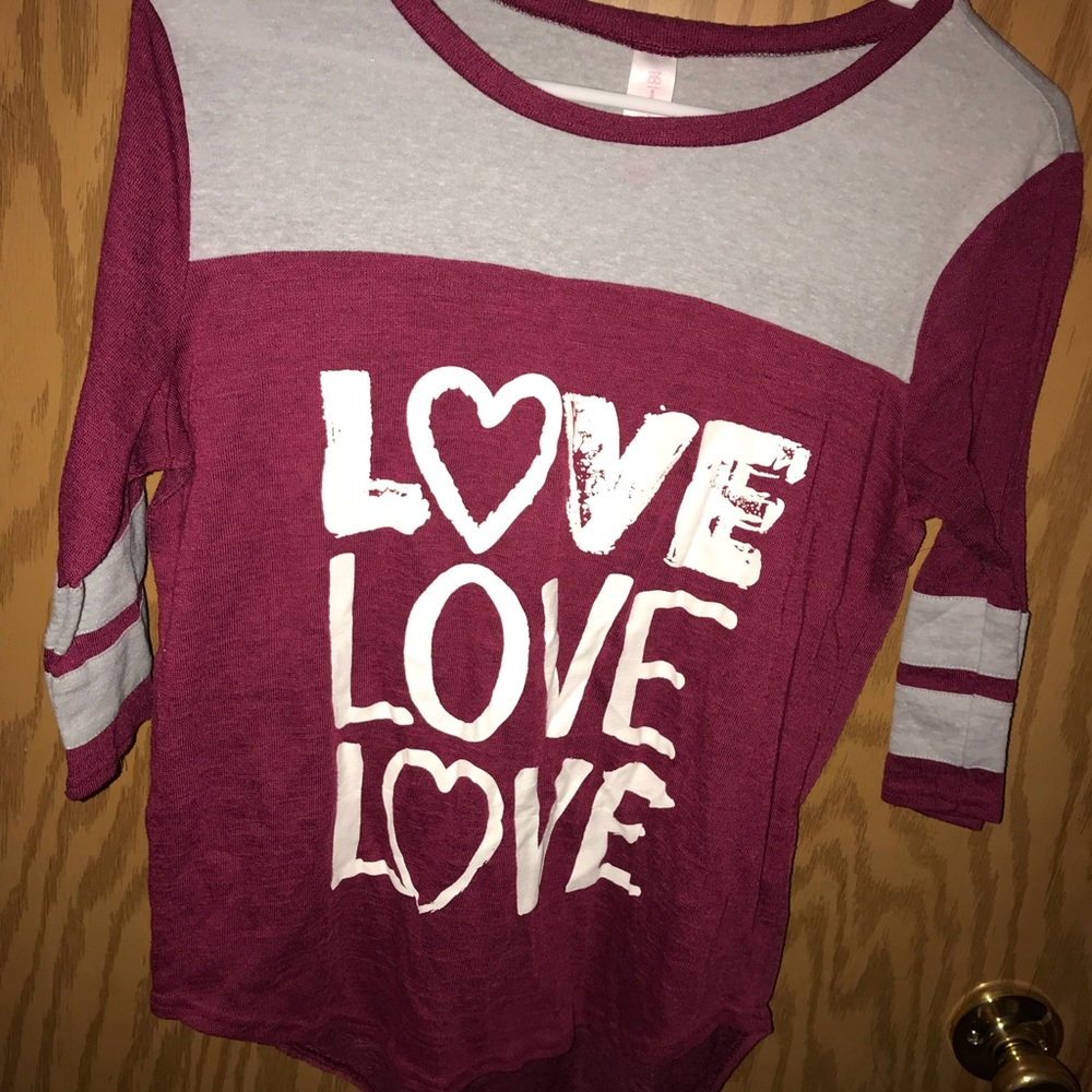 burgundy shirt